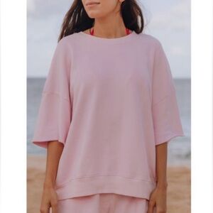 Daily Drills Cropped Sleeve Crewneck in Cupid